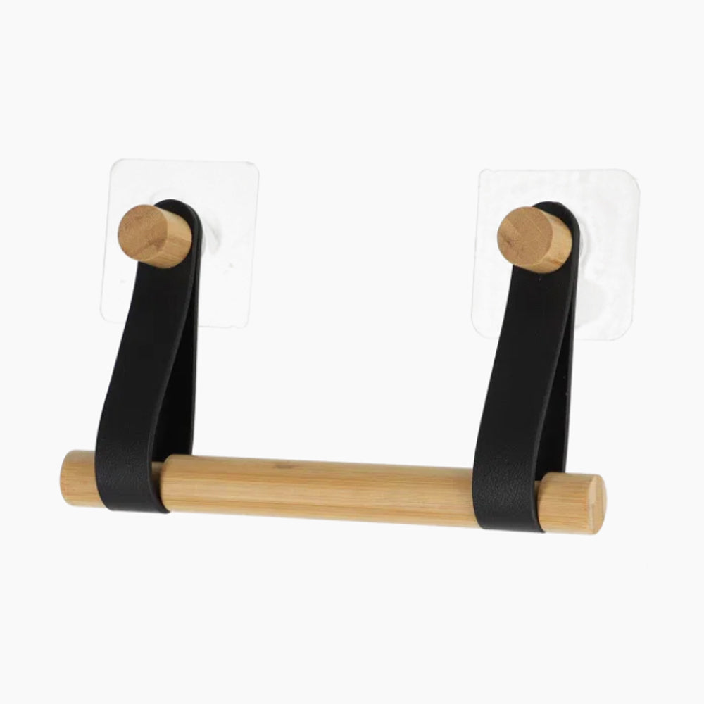 Bamboo & Faux Leather Toilet Paper Holder
