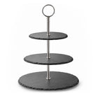 3-Tier Black Stoneware Cake & Dessert Stand - 30cm
