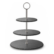 3-Tier Black Stoneware Cake & Dessert Stand - 30cm