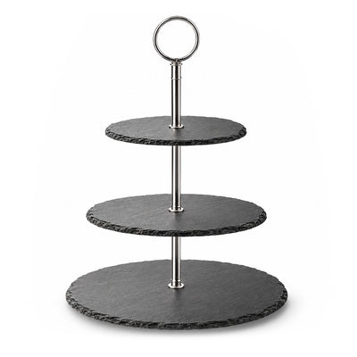 3-Tier Black Stoneware Cake & Dessert Stand - 30cm