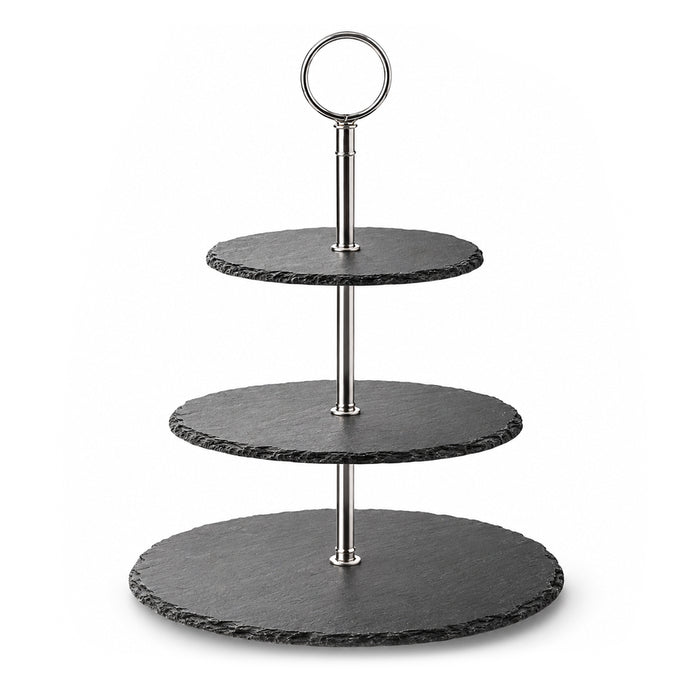 3-Tier Black Stoneware Cake & Dessert Stand - 30cm
