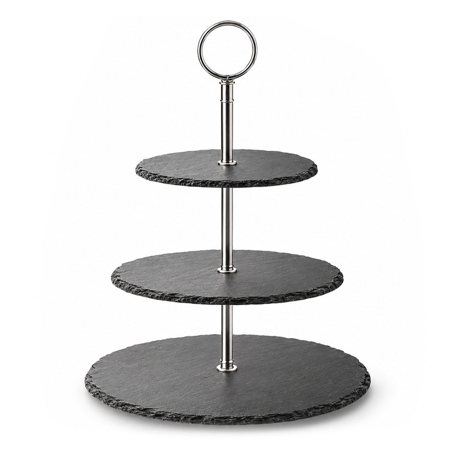 3-Tier Black Stoneware Cake & Dessert Stand - 30cm