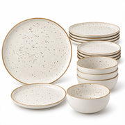 12-Piece Ivory Speckled Porcelain Dinnerware