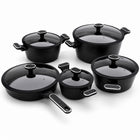 10 Pieces Premium Speckled Non-Stick Cookware Set with Glass Lids - Black