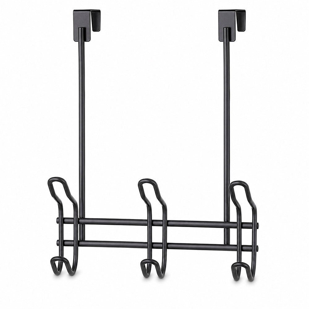 3 Double Hooks Over-the-Door Iron Hanger Rack - Black