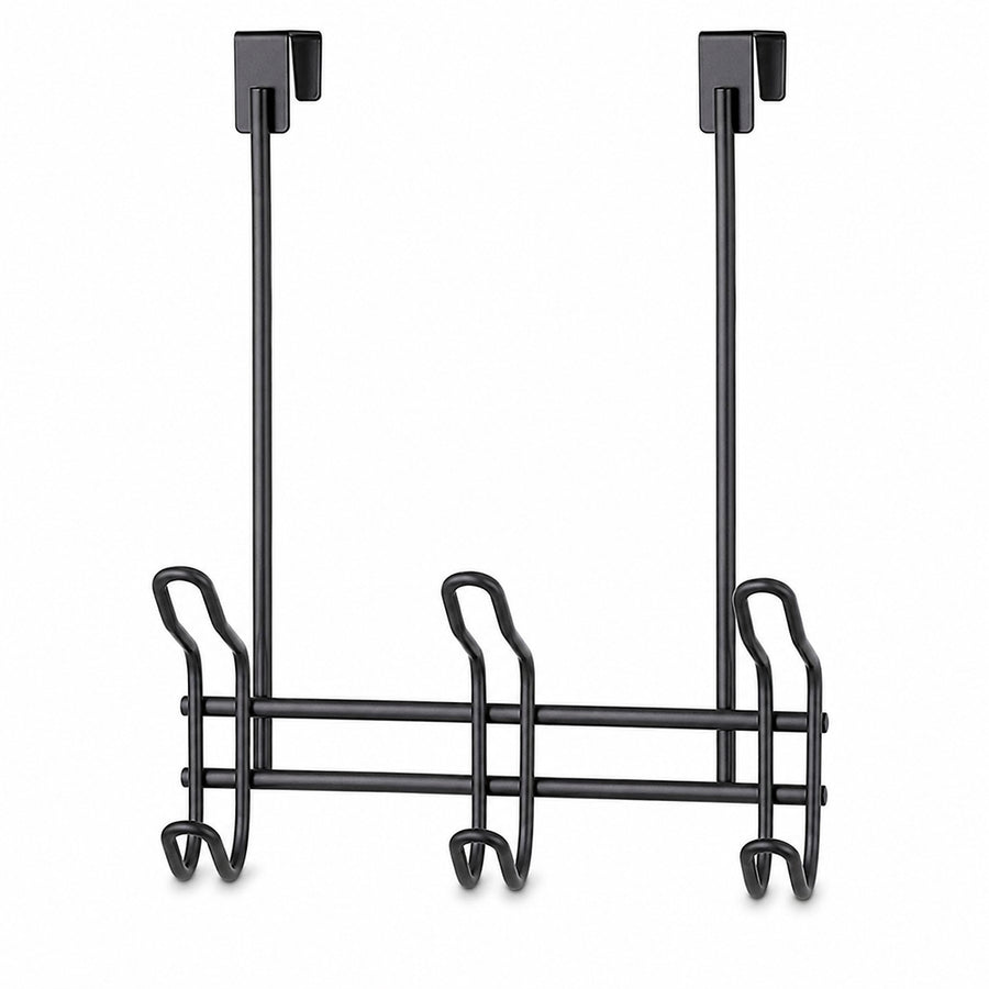 3 Double Hooks Over-the-Door Iron Hanger Rack - Black