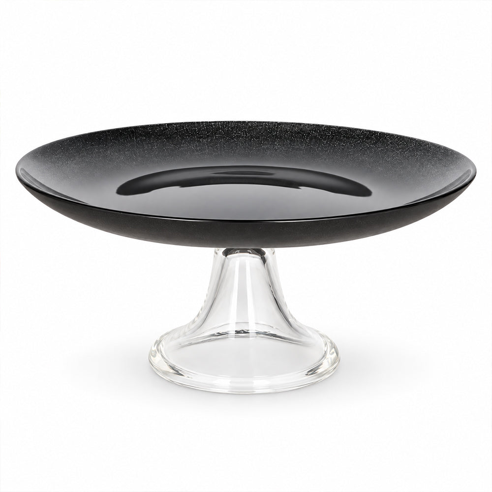 Black Glass Pedestal Cake Stand - 21.9cm