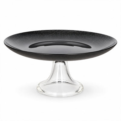 Black Glass Pedestal Cake Stand - 21.9cm