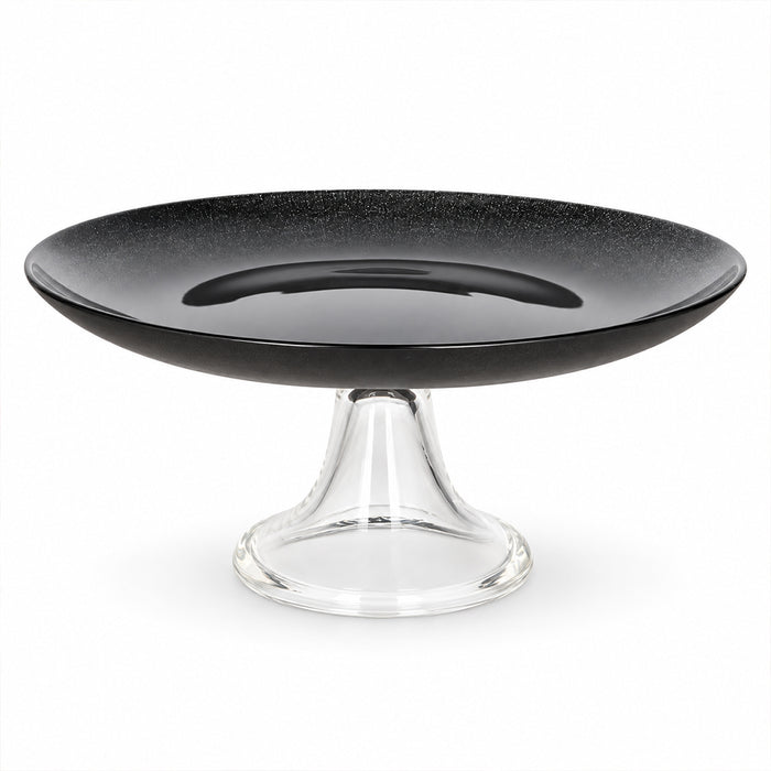 Black Glass Pedestal Cake Stand - 21.9cm