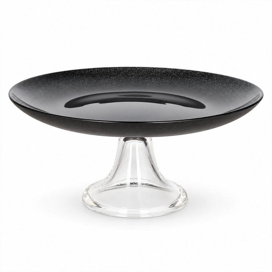 Black Glass Pedestal Cake Stand - 21.9cm