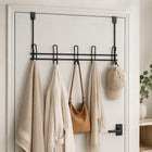 Over-the-Door Iron Hanger Rack with 4 Double Hooks - Black