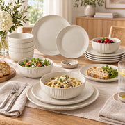 16-Piece Ivory Speckled Porcelain Dinnerware