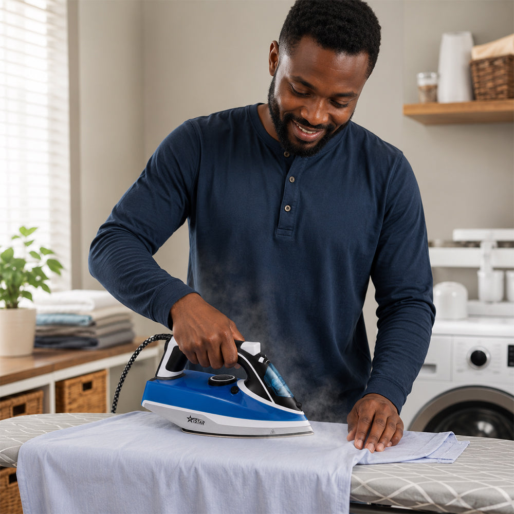 iStar 2200W Steam Iron with Stainless Steel Soleplate - Blue & Black