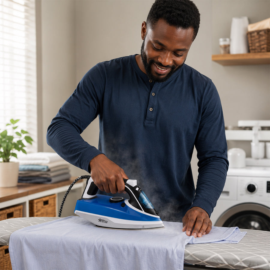 iStar 2200W Steam Iron with Stainless Steel Soleplate - Blue & Black