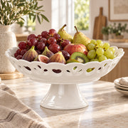 White Porcelain Pedestal Fruit Tray - 12 Inch