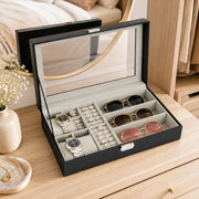 Jewellery, Watch & Sunglasses Storage Display Box with Glass Lid