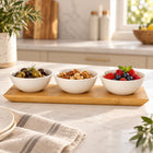 4-Piece Bamboo Tray & Ceramic Serving Bowl Set