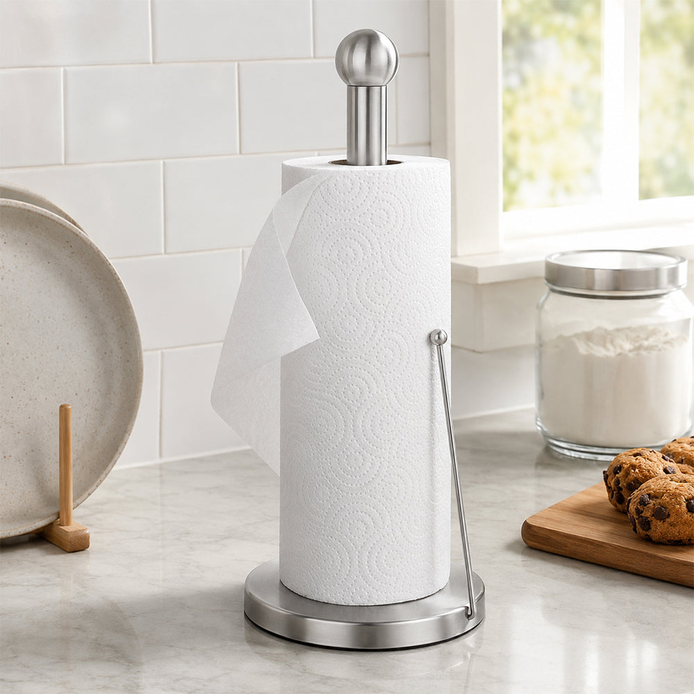 Stainless Steel Countertop Paper Towel Holder with Side Arm