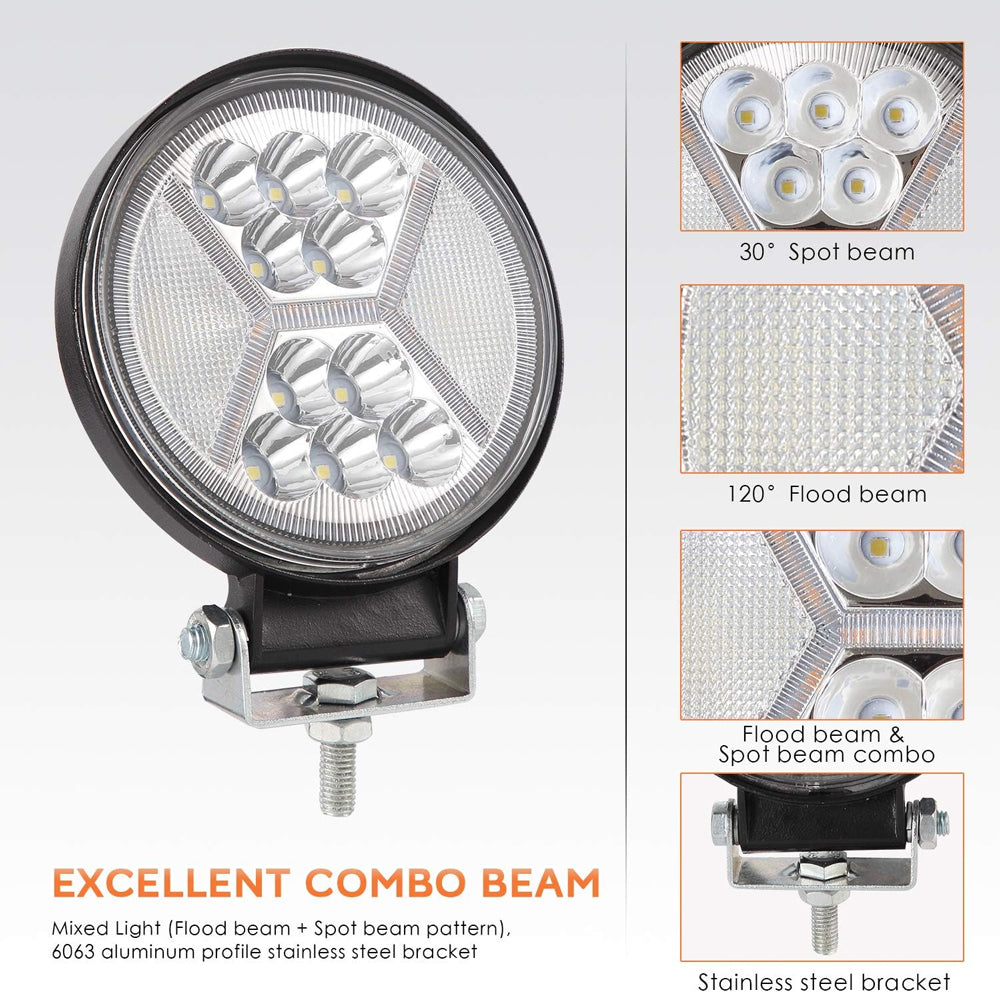 Istar-ST 4-Inch Heavy-Duty Large-View Cross Round Spot Light - Pack Of 2