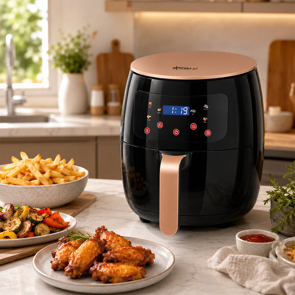 iStar-ST 6L Digital Air Fryer 2400W with LCD Touch Control - Black & Gold