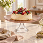 Smoky Rose Glass Pedestal Cake Stand - 28cm