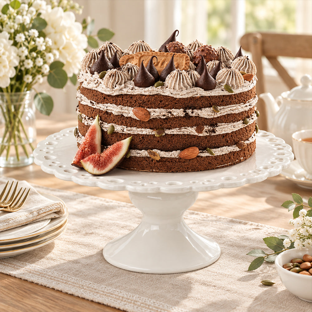 White Ceramic Pedestal Cake Stand - 30.4cm