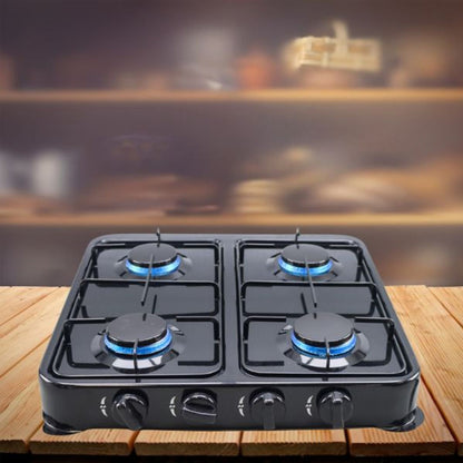 4-Burner Gas Stove with Durable Stainless Steel Surface