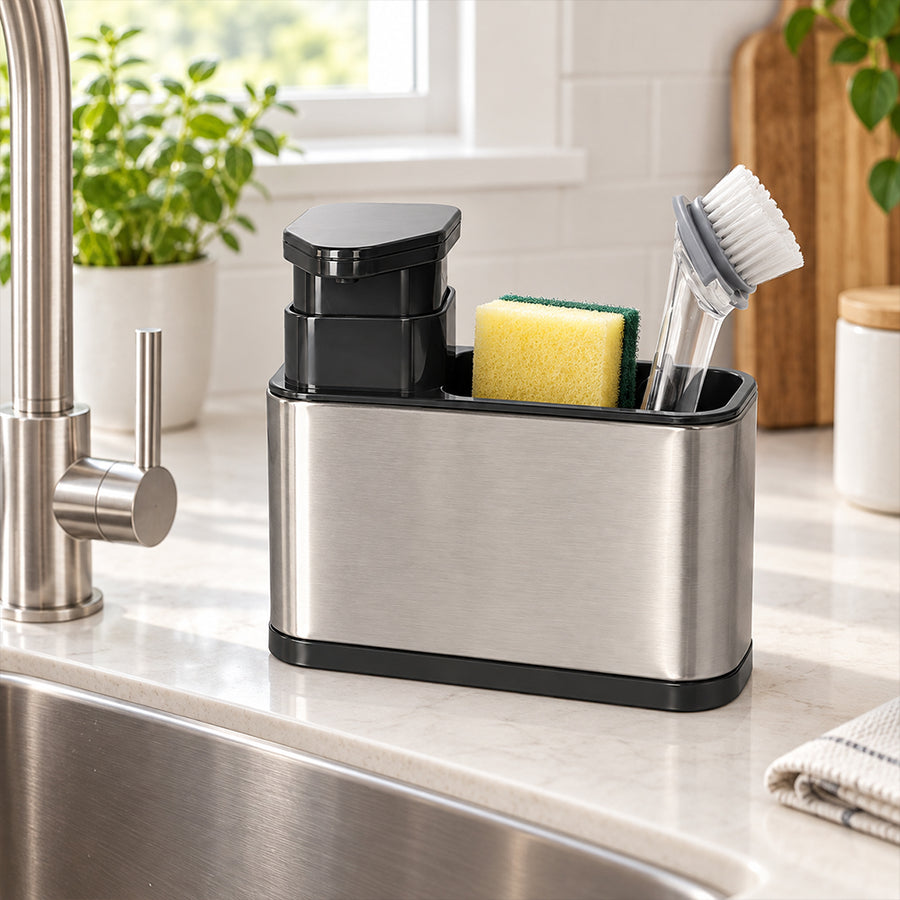 Kitchen Cleaning Storage Rack with Soap Pump - 320ml