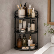 3-Tier Iron Corner Storage Rack Bathroom & Kitchen Organiser - Black