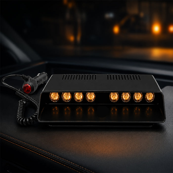 Multifunctional LED Dashboard Strobe Warning Light for Cars - Black
