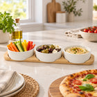 4-Piece Bamboo Tray & Ceramic Serving Bowl Set