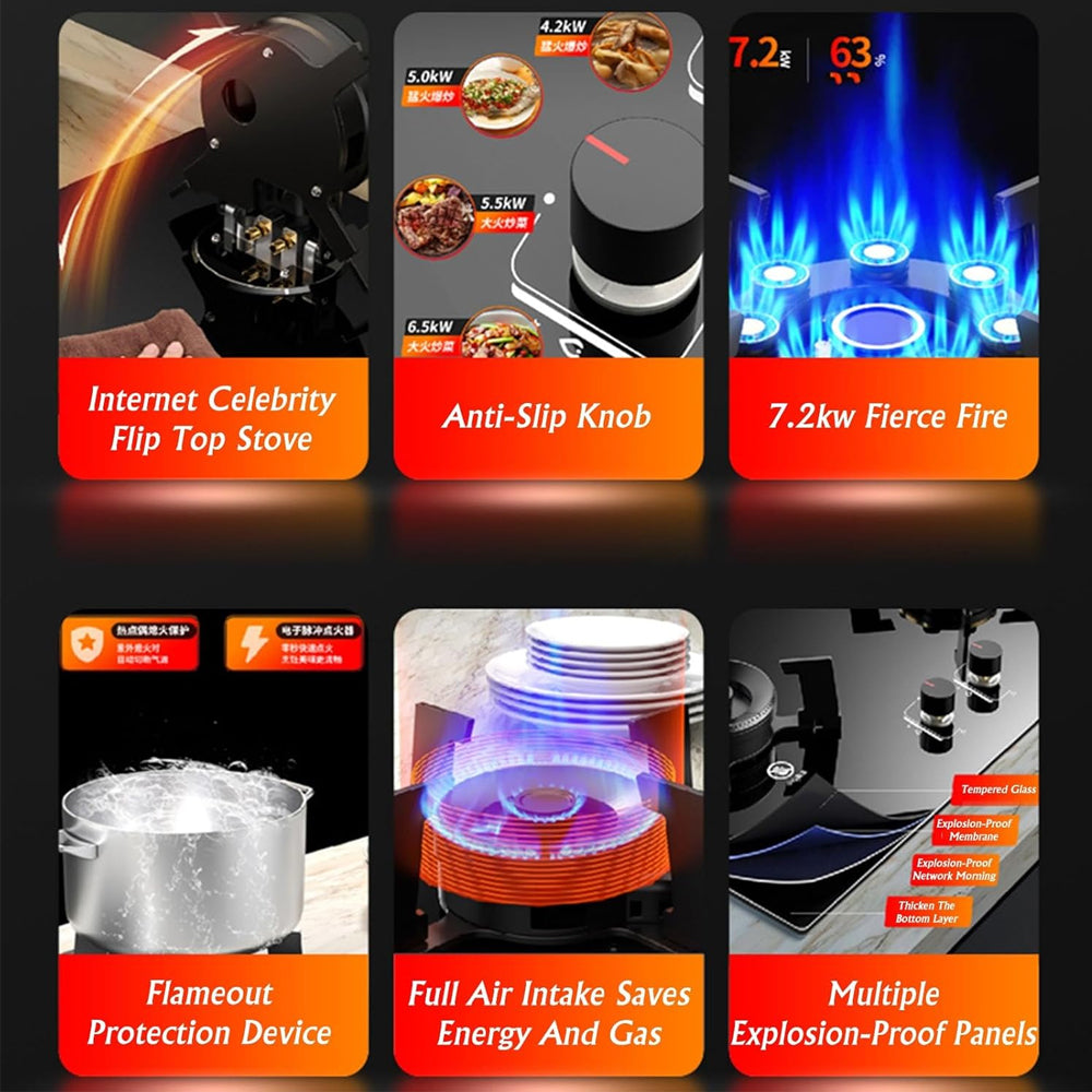 XMY Tempered Glass Built-In Gas Hob – 2 Burner