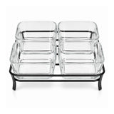 5-Piece Glass Serving Bowl Set with Metal Stand - 280ml