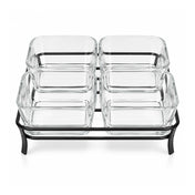 5-Piece Glass Serving Bowl Set with Metal Stand - 280ml