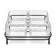 5-Piece Glass Serving Bowl Set with Metal Stand - 280ml