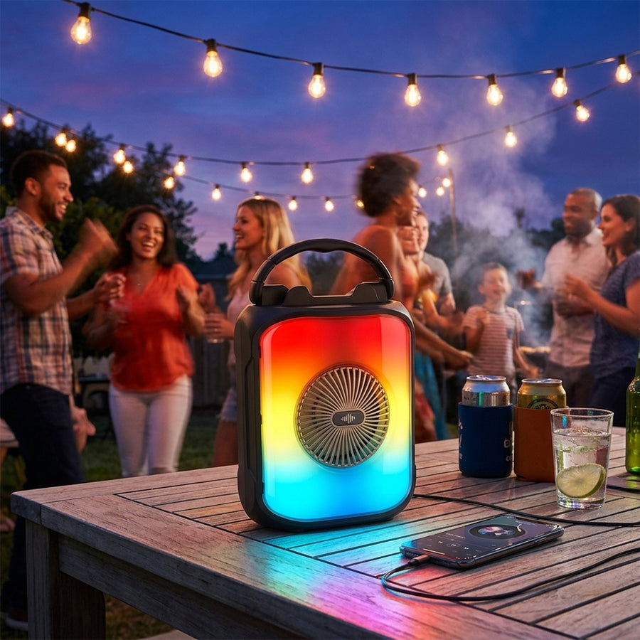 5W LED Bluetooth Speaker with Lights, Radio, USB & TF Card