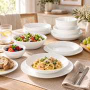 24-Piece White Opal Glass Dinnerware