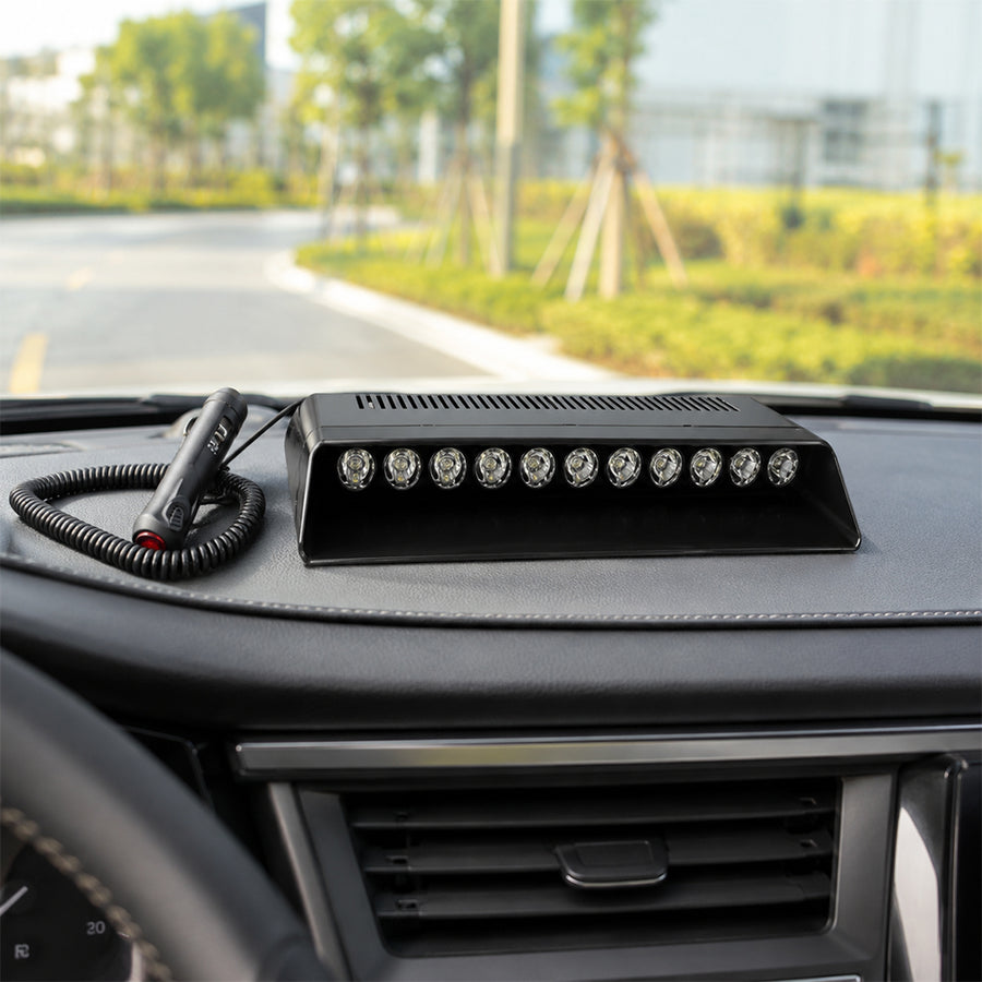 12 LED Multifunctional Dashboard Strobe Warning Light for Cars - Black