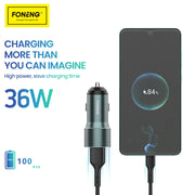 FONENG 36W Dual USB-A QC3.0 Fast Car Charger