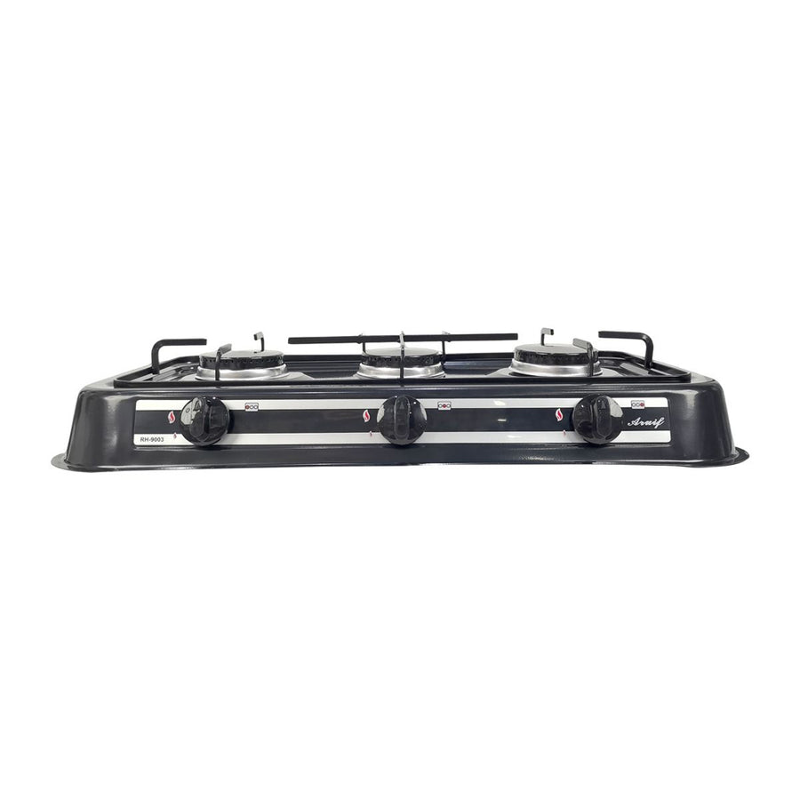 Aruif 3-Burner Gas Stove with Porcelain Enamel Cover - Black