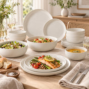 16-Piece Ivory Speckled Porcelain Dinnerware
