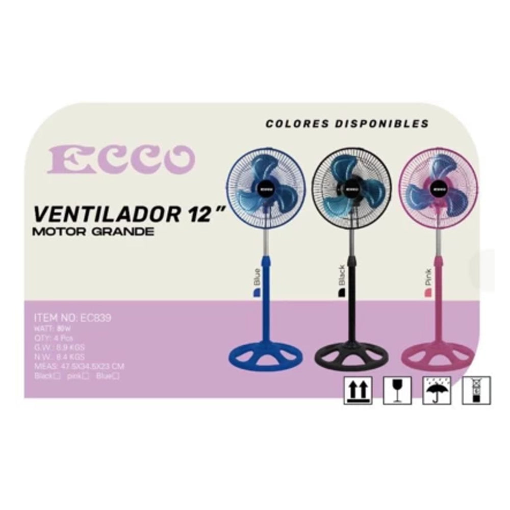 ECCO High-Speed 12″ Steel Fan – Pack of 4