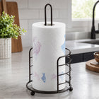Black Countertop Paper Towel Holder with Freestanding Metal Stand