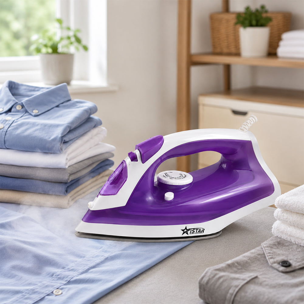 iStar 2000W Steam Iron with Non-Stick Soleplate - Purple & White