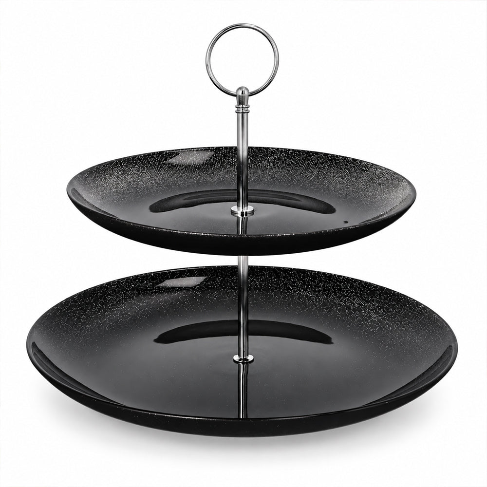 Double-Tier Glass Cake Stand - 27.9cm