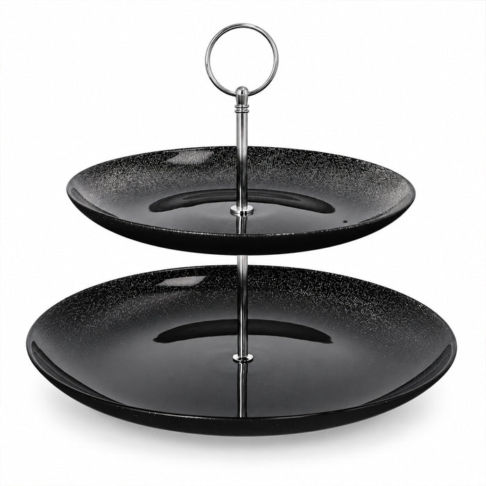 Double-Tier Glass Cake Stand - 27.9cm