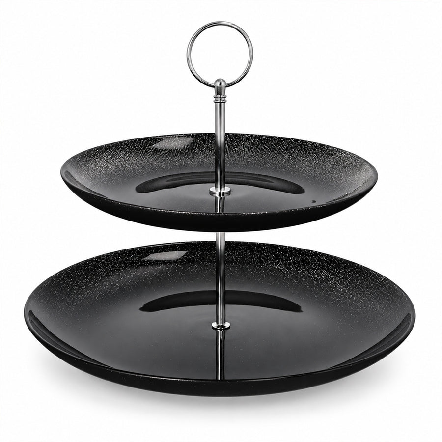 Double-Tier Glass Cake Stand - 27.9cm