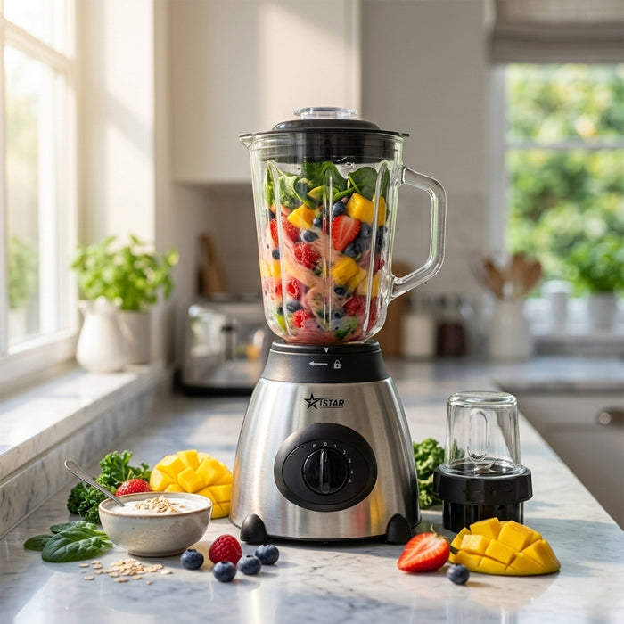 iStar Stainless Steel Blender – Professional Multi-Speed Kitchen Mixer (Silver)