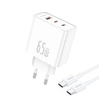 FONENG 65W 3-Port GaN Fast Charger with Type-C to Type-C Cable
