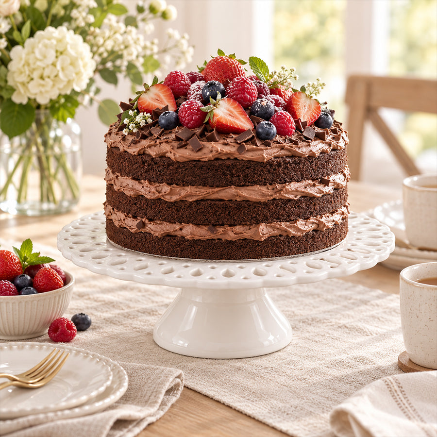 White Porcelain Pedestal Cake Stand - 12 Inch